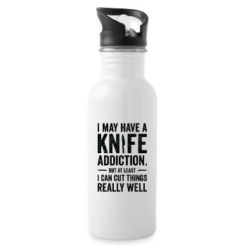 Messersammler Messer Sammeln - Trinkflasche mit integriertem Trinkhalm - Weiß - Rechts