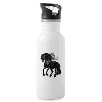 Schönes Pferde Design für Mädchen - Trinkflasche mit integriertem Trinkhalm - Weiß - Rechts