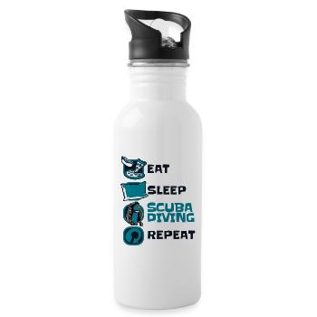 Eat Sleep Tauchen Repeat Tauchermaske - Trinkflasche mit integriertem Trinkhalm - Weiß - Rechts