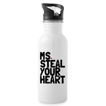 Frau stiehlt dein Herz Kleinkind Valentine Outfit - Trinkflasche mit integriertem Trinkhalm - Weiß - Rechts