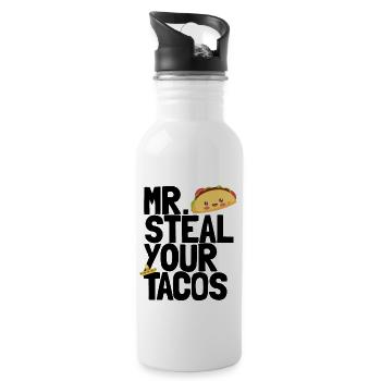 Mr Steal Your Tacos Funny Boys Taco Liebhaber M�nn - Trinkflasche mit integriertem Trinkhalm - Weiß - Rechts