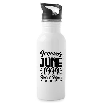 Geboren Juni 1999 Geburtstagsgeschenk 1999. - Trinkflasche mit integriertem Trinkhalm - Weiß - Rechts