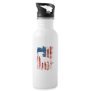 Windhund 4. Juli Patriotisch Amerikanisch USA Flag - Trinkflasche mit integriertem Trinkhalm - Weiß - Rechts