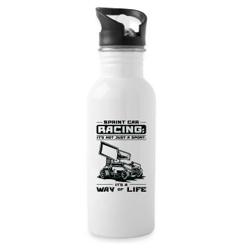 Sprint Car Dirt Track Racing - Water bottle with straw - white - Right