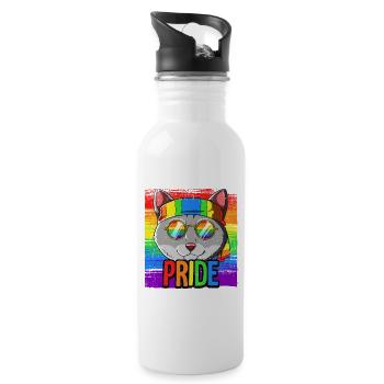 Pride LGBTQ Christopher Street Day Kostüm Pride - Trinkflasche mit integriertem Trinkhalm - Weiß - Rechts