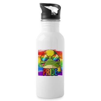 Pride LGBTQ Christopher Street Day Kostüm Pride - Trinkflasche mit integriertem Trinkhalm - Weiß - Rechts