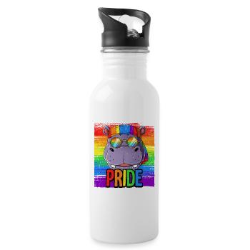 Pride LGBTQ Christopher Street Day Kostüm Pride - Trinkflasche mit integriertem Trinkhalm - Weiß - Rechts
