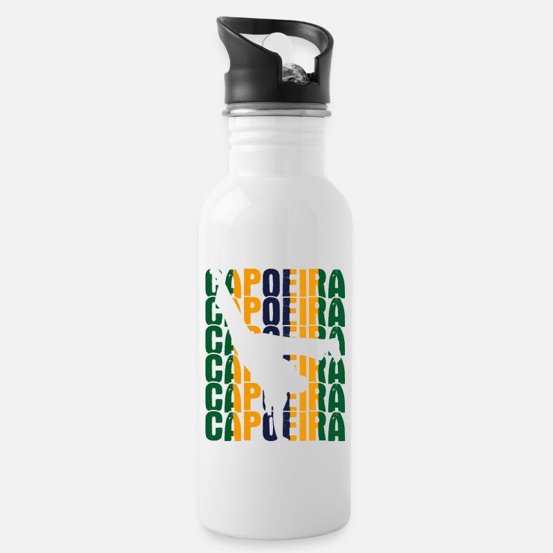 Capoeira - Trinkflasche mit integriertem Trinkhalm - Weiß