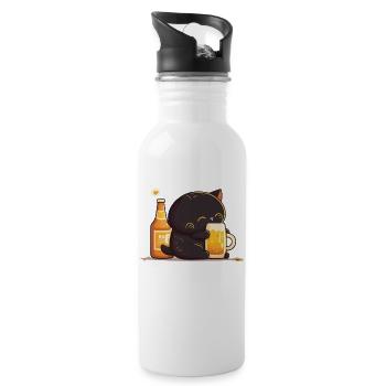 Câlins de chat avec de la bière - Gourde avec paille intégrée - blanc - Droite