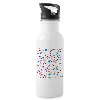 Dots Farbpunkte bunt - Trinkflasche mit integriertem Trinkhalm - Weiß - Rechts
