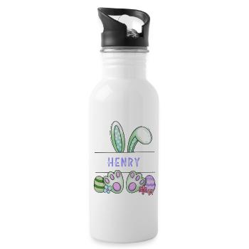 Easter Bunny, rabbit, cute - Henry - Water bottle with straw - white - Right