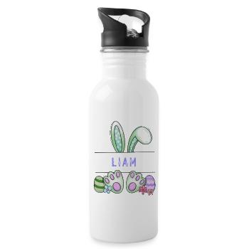 Easter Bunny, rabbit, cute - Liam - Water bottle with straw - white - Right