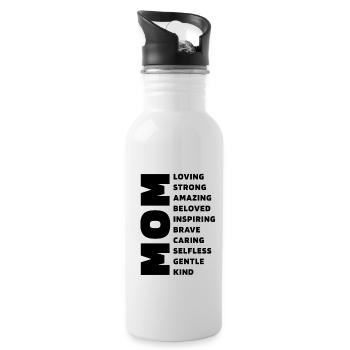 Mom description - Mother's Day Funny Gift - Water bottle with straw - white - Right