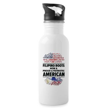 Geboren Filipino Philippinen Amerikaner USA - Trinkflasche mit integriertem Trinkhalm - Weiß - Rechts