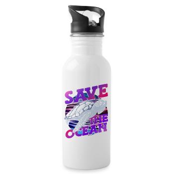Save the Ocean - Promoting Nature - - Water bottle with straw - white - Right
