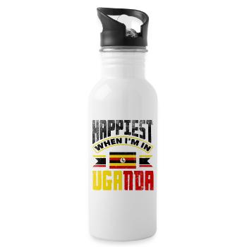 Ugandan Uganda Ugandan Flag Quote - Water bottle with straw - white - Right