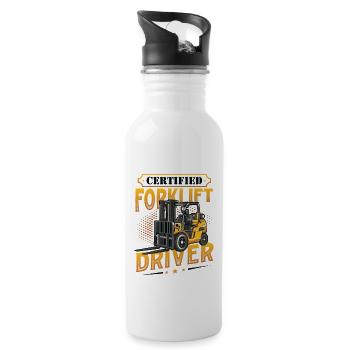 Zertifizierter Gabelstaplerfahrer - Trinkflasche mit integriertem Trinkhalm - Weiß - Rechts