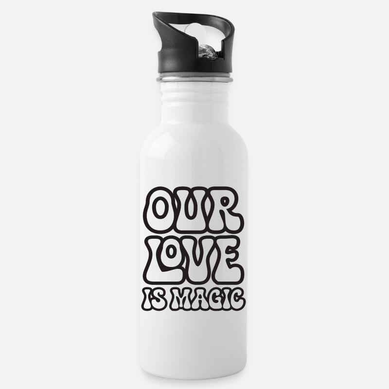 Oure Love is MagicLove is Love Rainbow Pride - Water bottle with straw - white