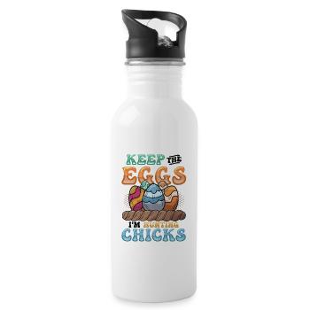 Keep The Eggs I'm Hunting Chicks Funny Adult - Trinkflasche mit integriertem Trinkhalm - Weiß - Rechts