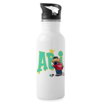 Graffiti Bär Street Hip Kunst Abitur Abi - Trinkflasche mit integriertem Trinkhalm - Weiß - Rechts