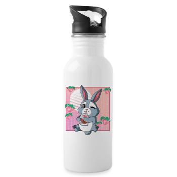 Kawaii Rabbit Strawberry Milk - Water bottle with straw - white - Right