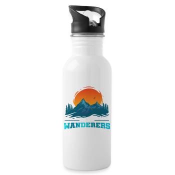Nicht Alle Wanderer Sind Verloren Bergsteigen - Trinkflasche mit integriertem Trinkhalm - Weiß - Rechts