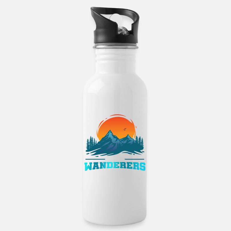 Nicht Alle Wanderer Sind Verloren Bergsteigen - Trinkflasche mit integriertem Trinkhalm - Weiß
