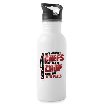 Don't mess with the chef - Water bottle with straw - white - Right