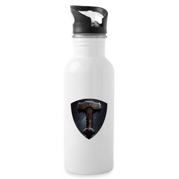 Papa Vathor Va Thor Vatertag Vatertagsgeschenk - Trinkflasche mit integriertem Trinkhalm - Weiß - Rechts
