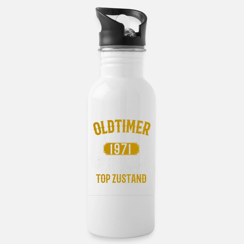 52. Geburtstag oldtimer 1971 - Trinkflasche mit integriertem Trinkhalm - Weiß