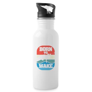 Born To Wake Retro Style Wakeboard Vintage - Water bottle with straw - white - Right