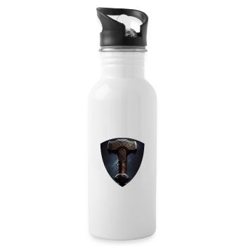 Papa Vathor Va Thor Vatertag Vatertagsgeschenk - Trinkflasche mit integriertem Trinkhalm - Weiß - Rechts