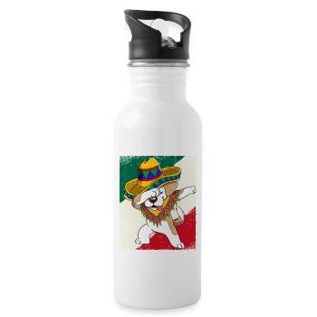 Dabbing Mexican Dog Cinco De Mayo - Water bottle with straw - white - Right