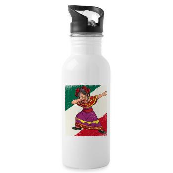 Dabbing Mexican Woman Cinco De Mayo - Water bottle with straw - white - Right