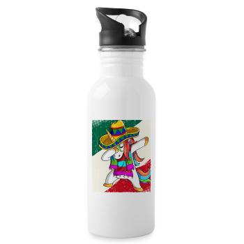 Dabbing Mexican Unicorn Cinco De Mayo - Water bottle with straw - white - Right