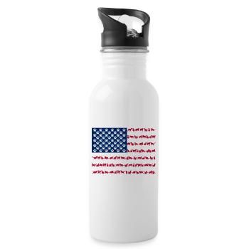 Amerikanische Flagge Katze Pfoten Niedliches Tier - Trinkflasche mit integriertem Trinkhalm - Weiß - Rechts