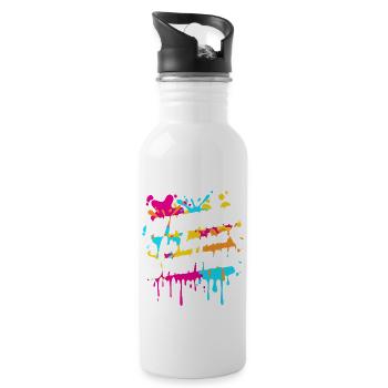 Meine Medizin Zum Glücklichsein Ist Paintball - Trinkflasche mit integriertem Trinkhalm - Weiß - Rechts