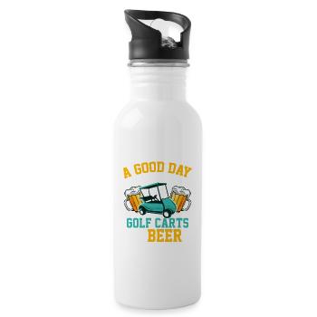 Une bonne journée commence avec des voiturettes de golf et de la bière P - Gourde avec paille intégrée - blanc - Droite