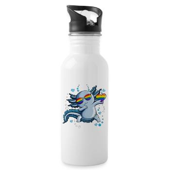 Coeurs Bulles Sous-marine LGBTQ Coeur Axolotl - Gourde avec paille intégrée - blanc - Droite