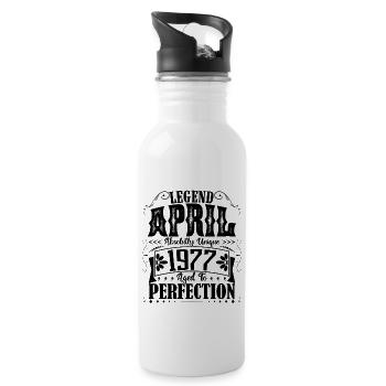 Avril 1977. Anniversaire avril 1977. Cadeau 1977. - Gourde avec paille intégrée - blanc - Droite
