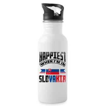 Slowakische Slowakei Slowakische Flagge Zitat - Trinkflasche mit integriertem Trinkhalm - Weiß - Rechts