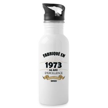 Fabriqué En 1973 Né En 1973 50 Ans Anniversaire - Gourde avec paille intégrée - blanc - Droite