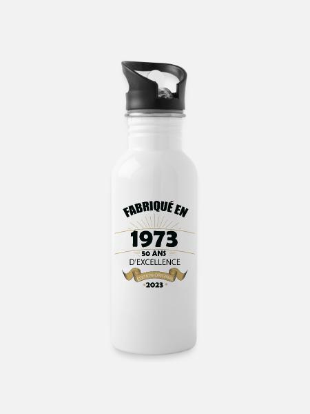 Fabriqué En 1973 Né En 1973 50 Ans Anniversaire - Gourde avec paille intégrée - blanc