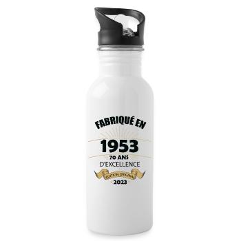 Fabriqué En 1953 Né En 1953 70 Ans Anniversaire - Gourde avec paille intégrée - blanc - Droite