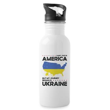 Born Ukrainian Ukraine American USA Citizenship - Water bottle with straw - white - Right