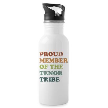 Proud Member of the Tenor Tribe - retro dunkel - Trinkflasche mit integriertem Trinkhalm - Weiß - Rechts