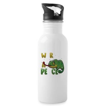 Peace Cameleon, mouvement pour la paix - Gourde avec paille intégrée - blanc - Droite