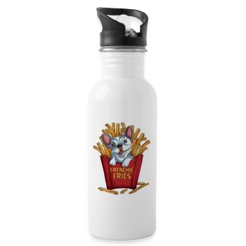 Dog breed French Bulldog French fries dog - Water bottle with straw - white - Right