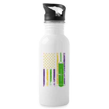 American Sports Flag Cricket Bat - Water bottle with straw - white - Right