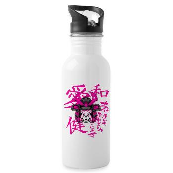 Kitsun Vaporwave Japanische Kami Vaporwave Kitsune - Trinkflasche mit integriertem Trinkhalm - Weiß - Rechts